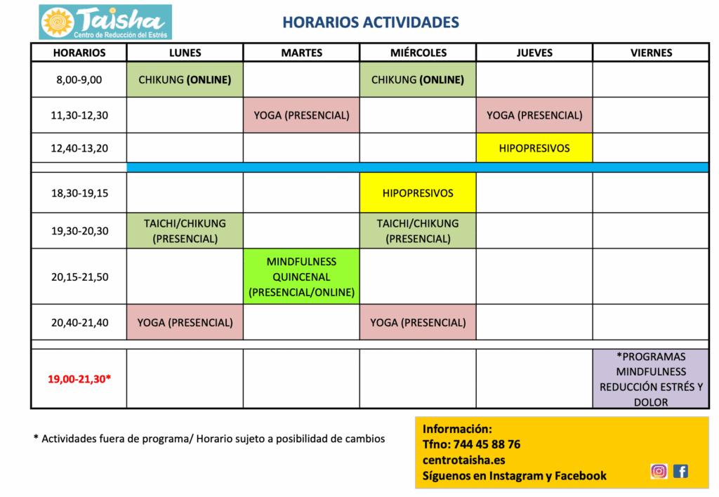 Horarios 2022